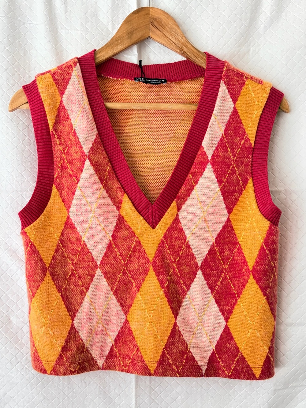 Zara Red, Pink & Yellow Knit Soft fuzzy Vest